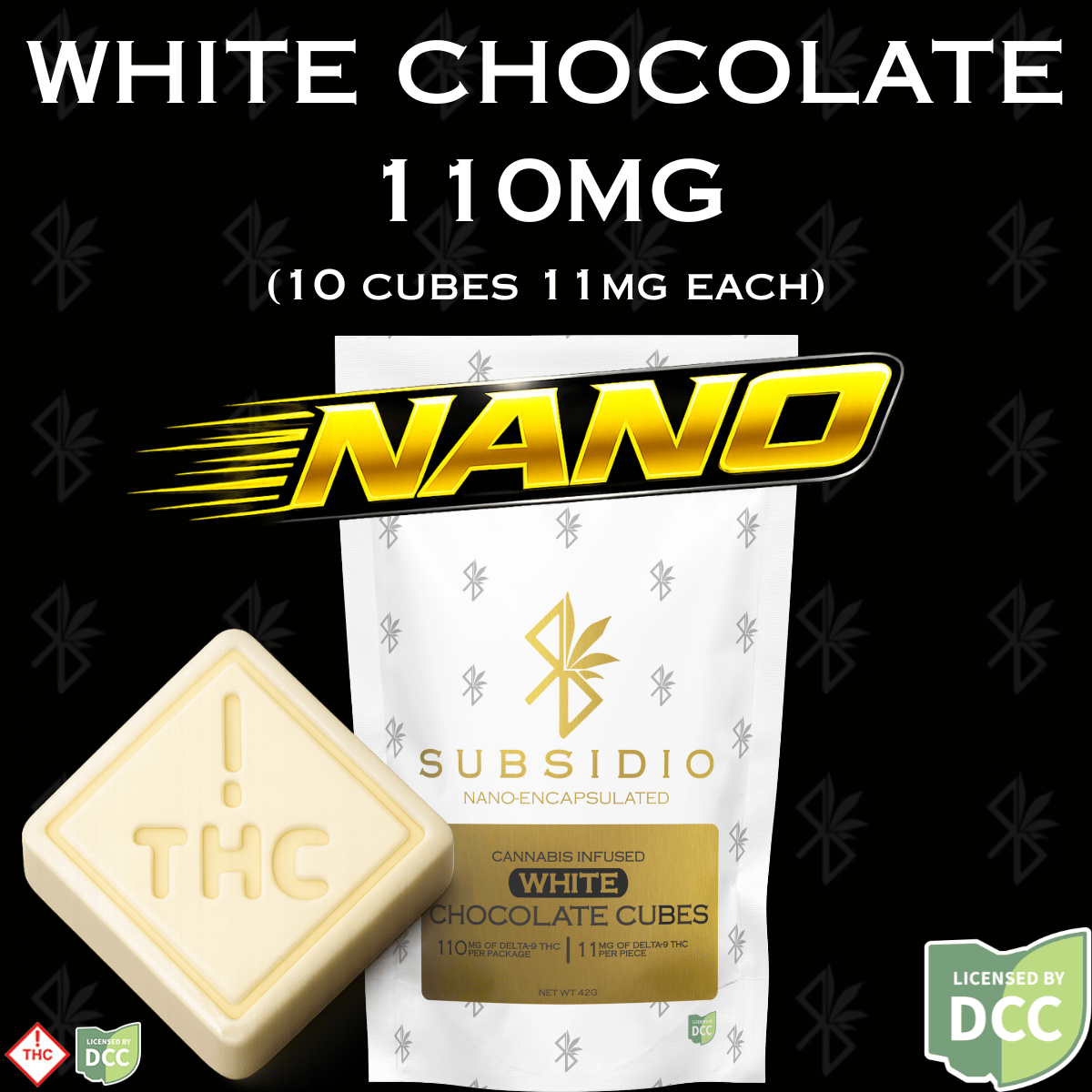 Nano - THC Infused White Chocolates 110mg 10pk