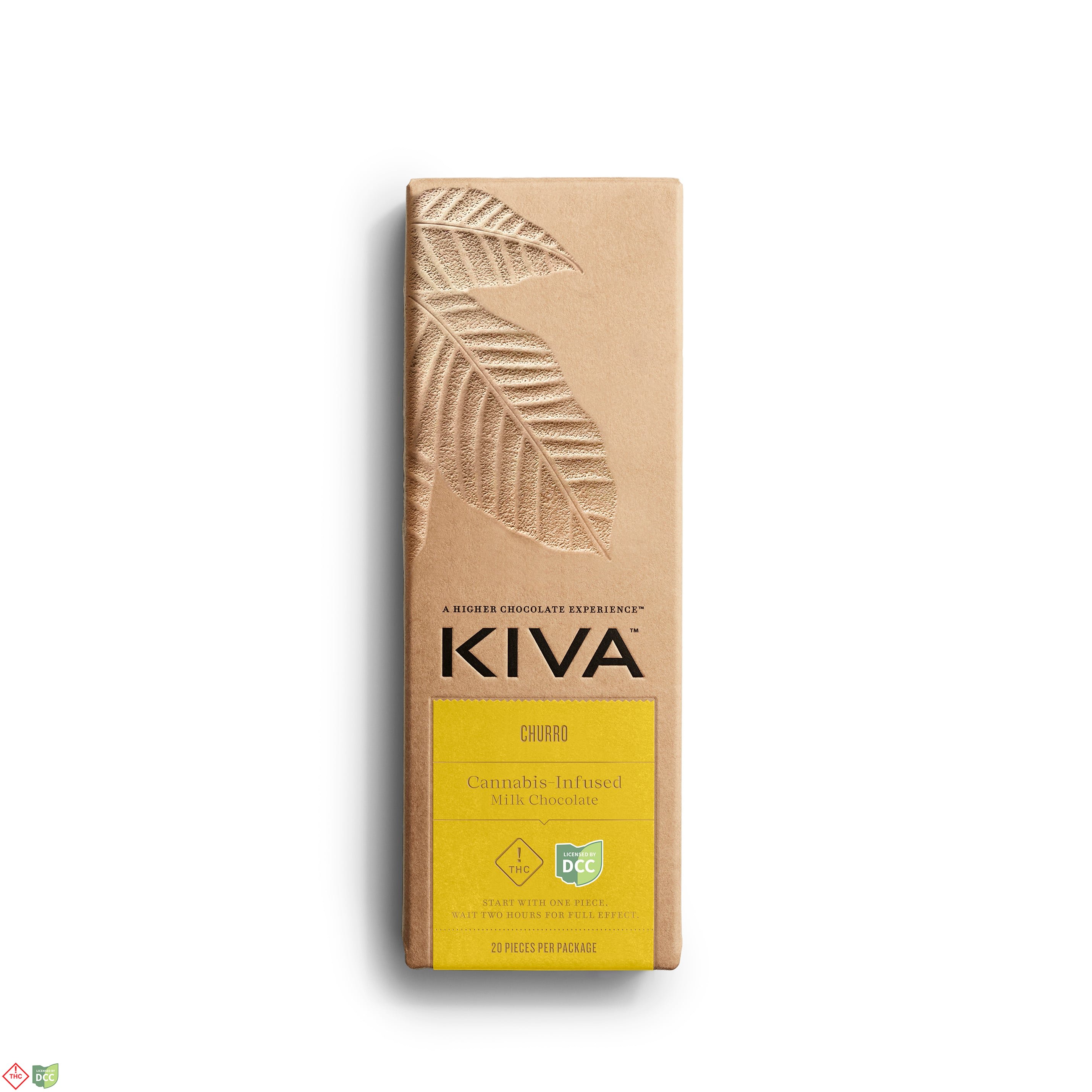 KIVA MILK CHOCOLATE CHURRO BAR - EDIBLE - 20PC - THC: 118.54MG CBD: 0MG