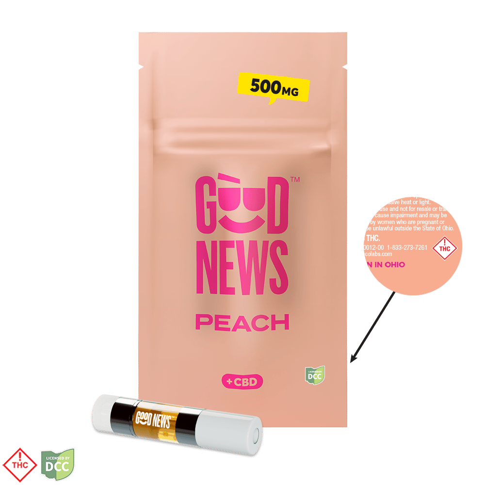 Good News  Peach + CBD 2:1   Distillate Cart