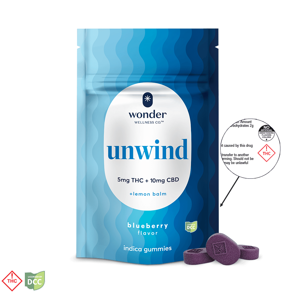 *Wonder | Unwind 2:1 Blueberry Gummies [20pk] (220mg CBD/110mg THC)