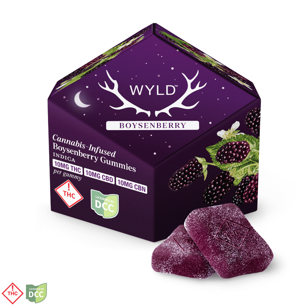 Boysenberry 1:1:1 CBD:CBN + Indica Enhanced Gummies | 100mg THC:CBD:CBN