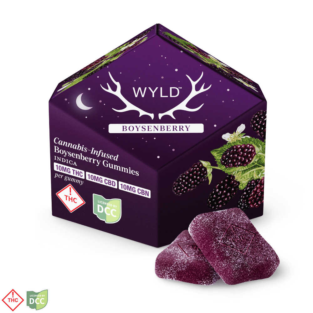 Boysenberry 1:1:1 CBD:CBN + Indica Enhanced Gummies | 100mg THC:CBD:CBN