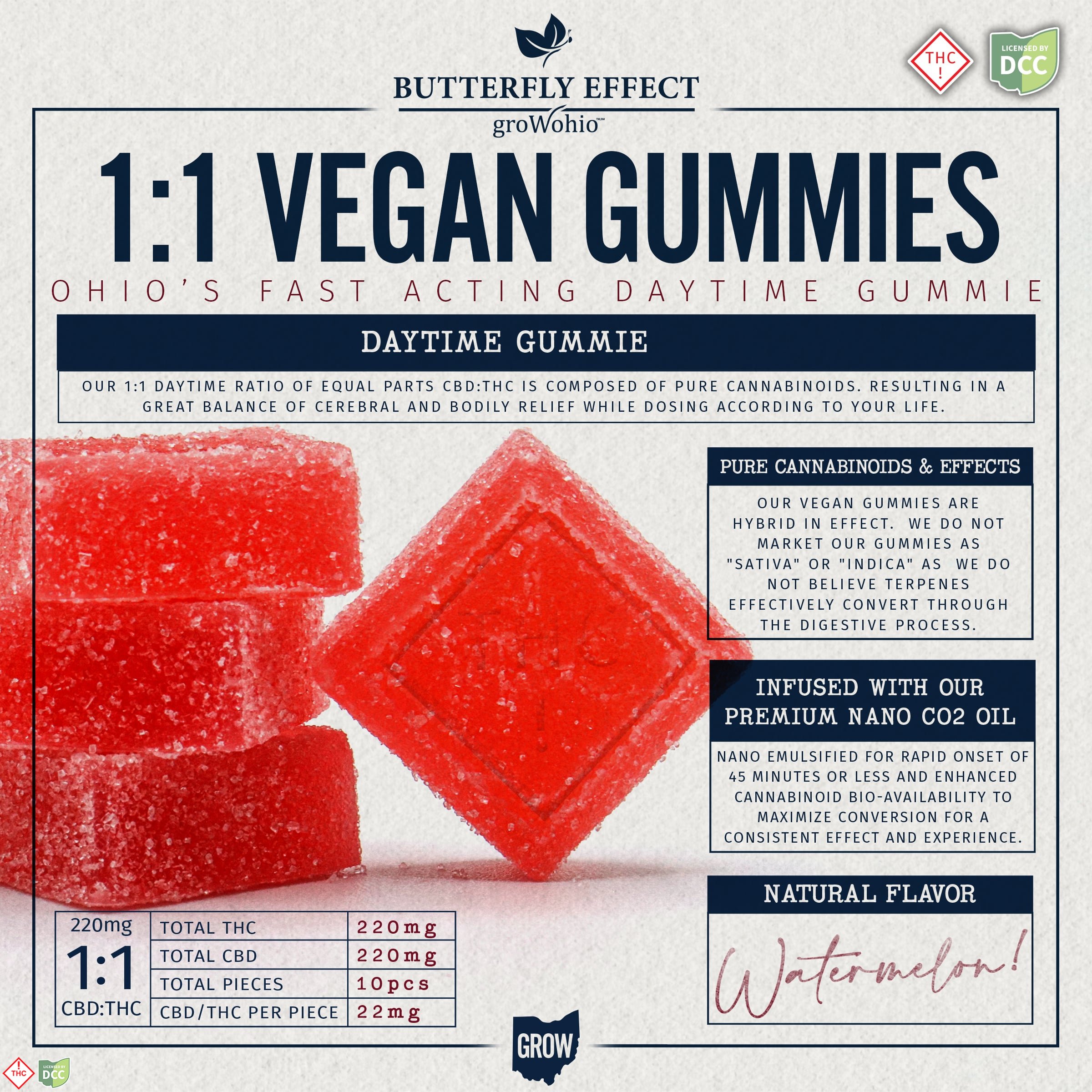 Watermelon Gummies 10pk 220mg Cbd/220mg