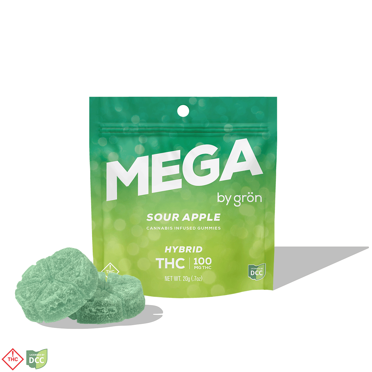 THC Sour Apple Mega Pearl [2pk, 10 Servings] (110mg)