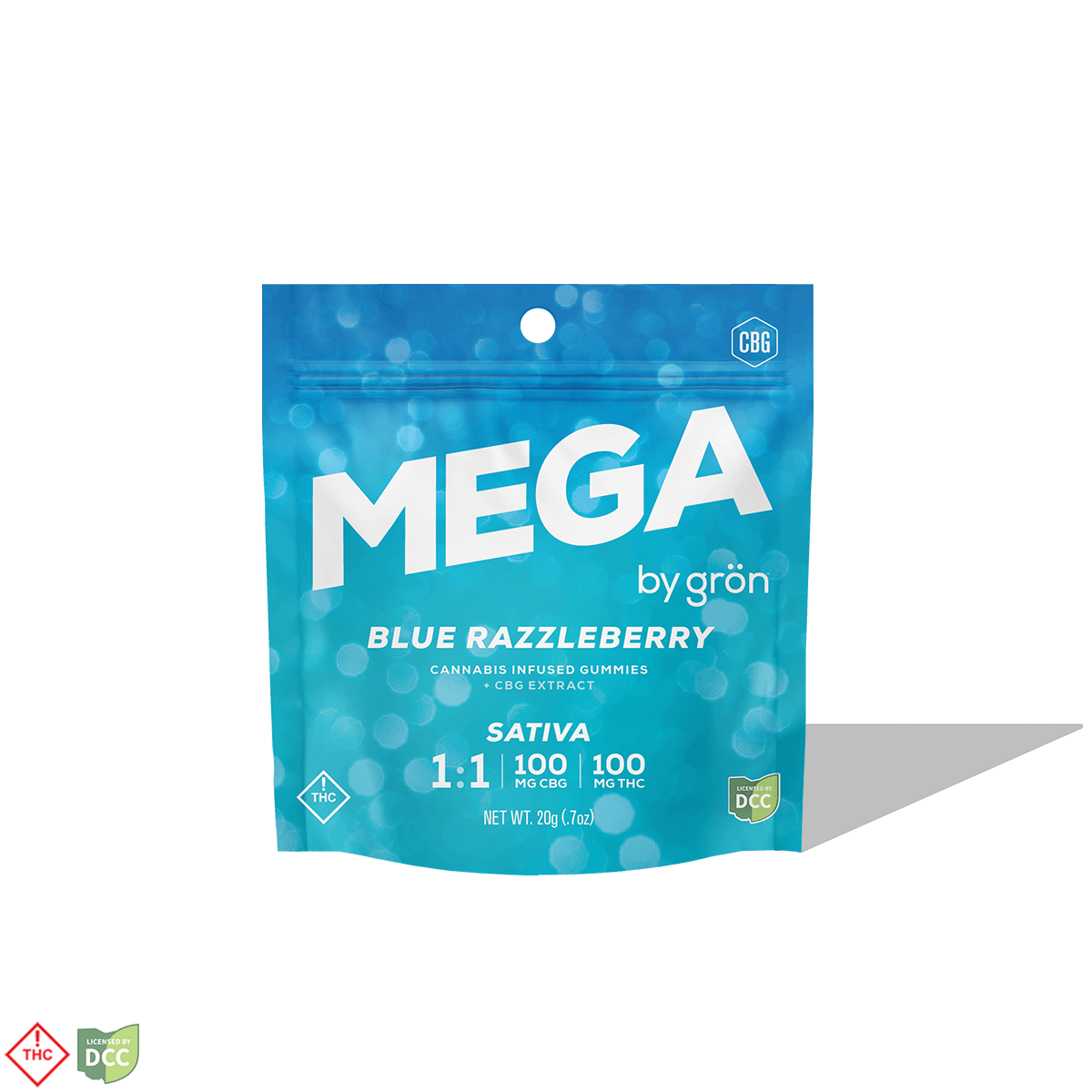 1:1 Blue Razzleberry Mega Pearl [10pk] (100mgTHC/100mgCBG)