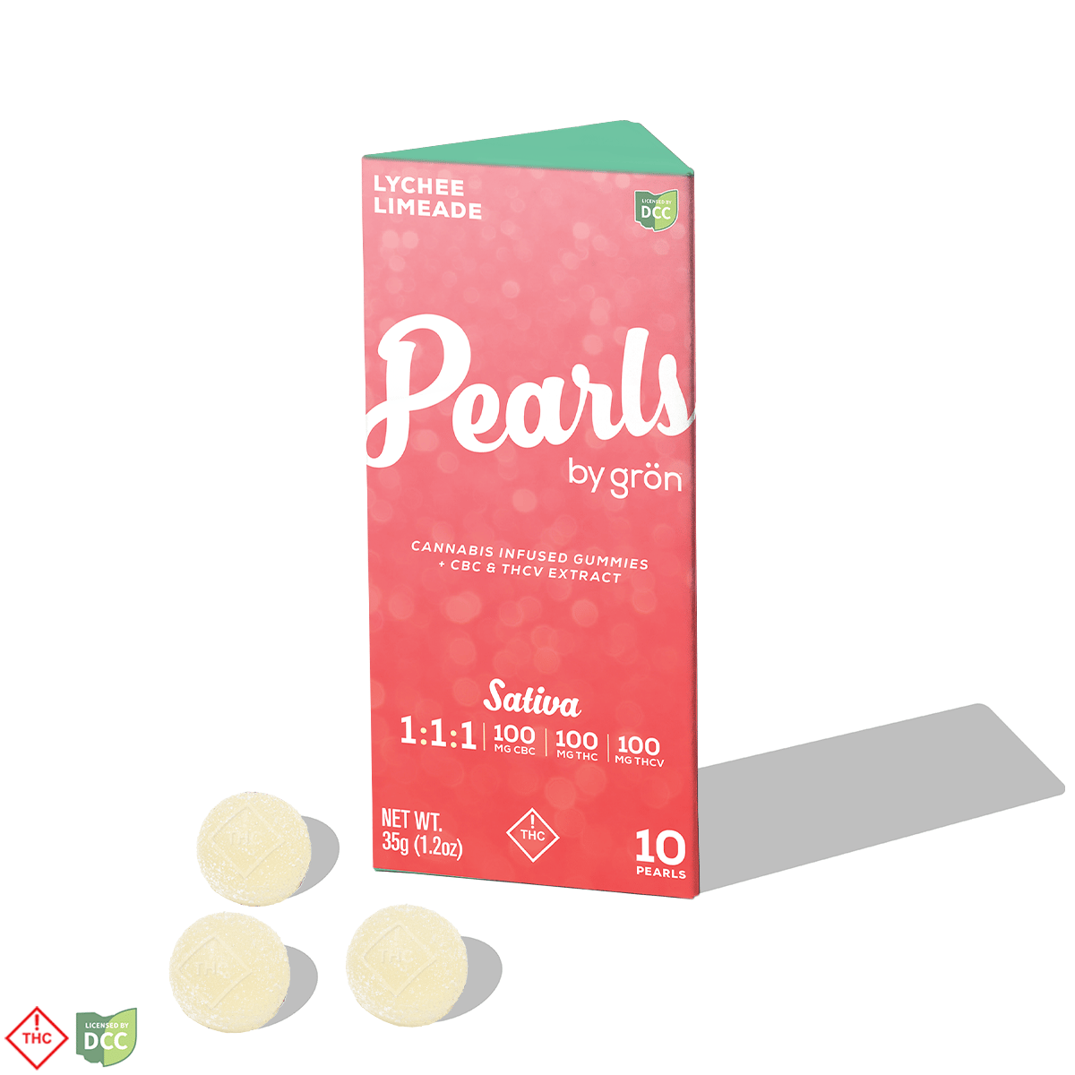 1:1:1 Lychee Limeade Pearls [10pk] (100mg CBC/100mg THC/100mg THCV)