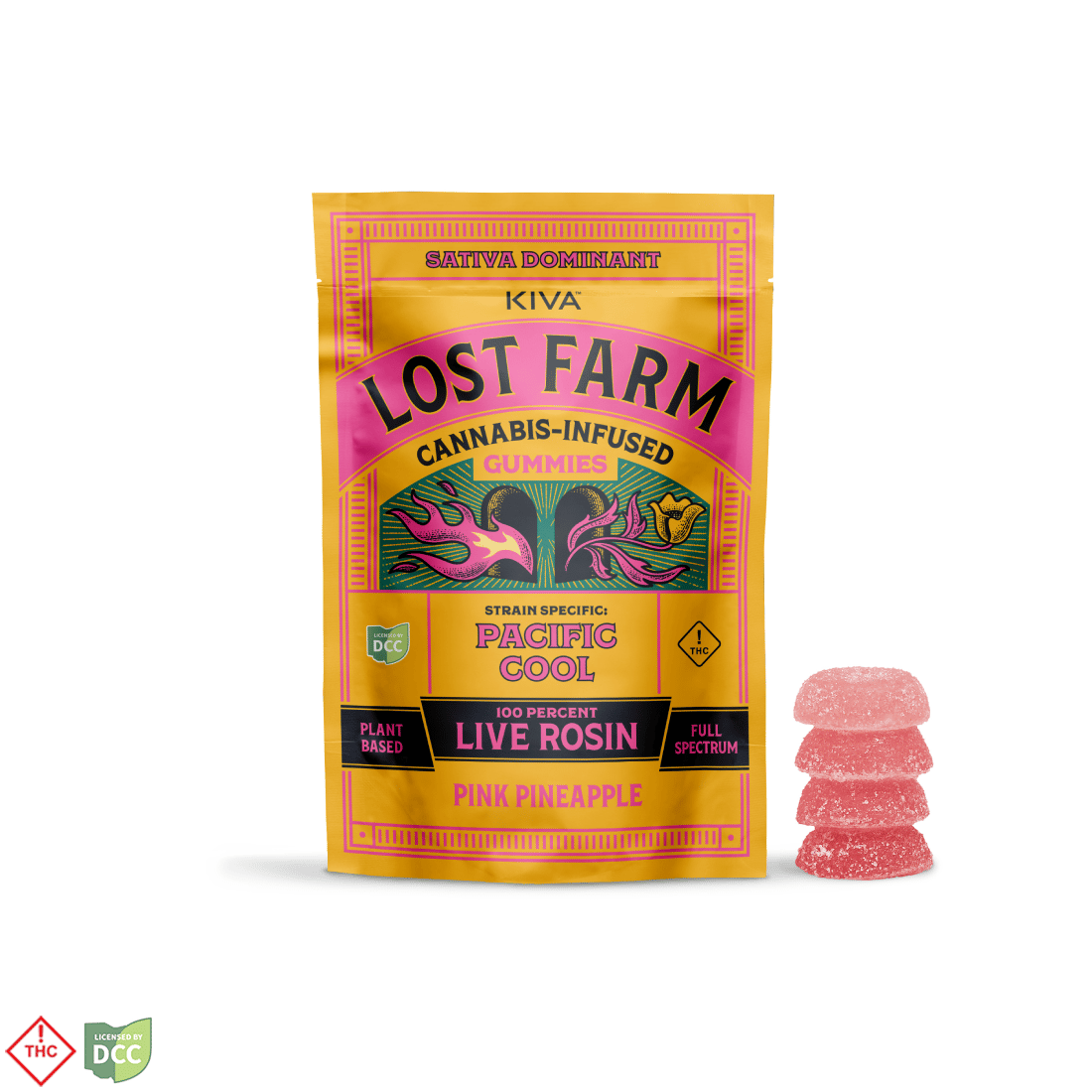 KIVA Lost Farm - Pink Pineapple x PC Gummies - 10ct - 100mg KIVA Lost Farm - Pink Pineapple x PC Gummies - 10ct - 100mg