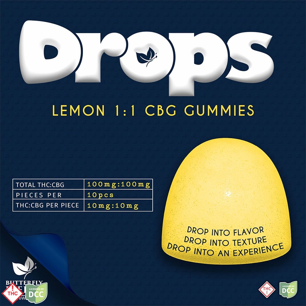 DROPS Lemon 1:1 CBG [10pk] (100mg THC/100mg CBG)