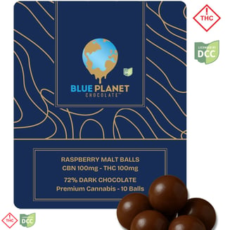 :1 (CBN:THC) Raspberry Dark Chocolate Malt Balls | 10PK | [100mg]
