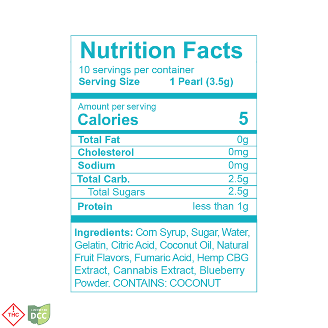 3:1 Blueberry Lemonade Pearls - Daytime Sativa (60mg CBG / 20mg THC) - Image 3