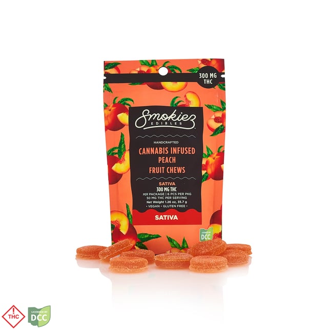 Smokiez - 3 Day Sweet Peach Gummies - 6ct - 300mg - Image 1 Smokiez - 3 Day Sweet Peach Gummies - 6ct - 300mg - Image 1