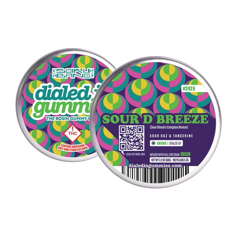 100mg - Sour D Breeze #2425 - Rosin Gummies (10pk) by Dialed In Gummies