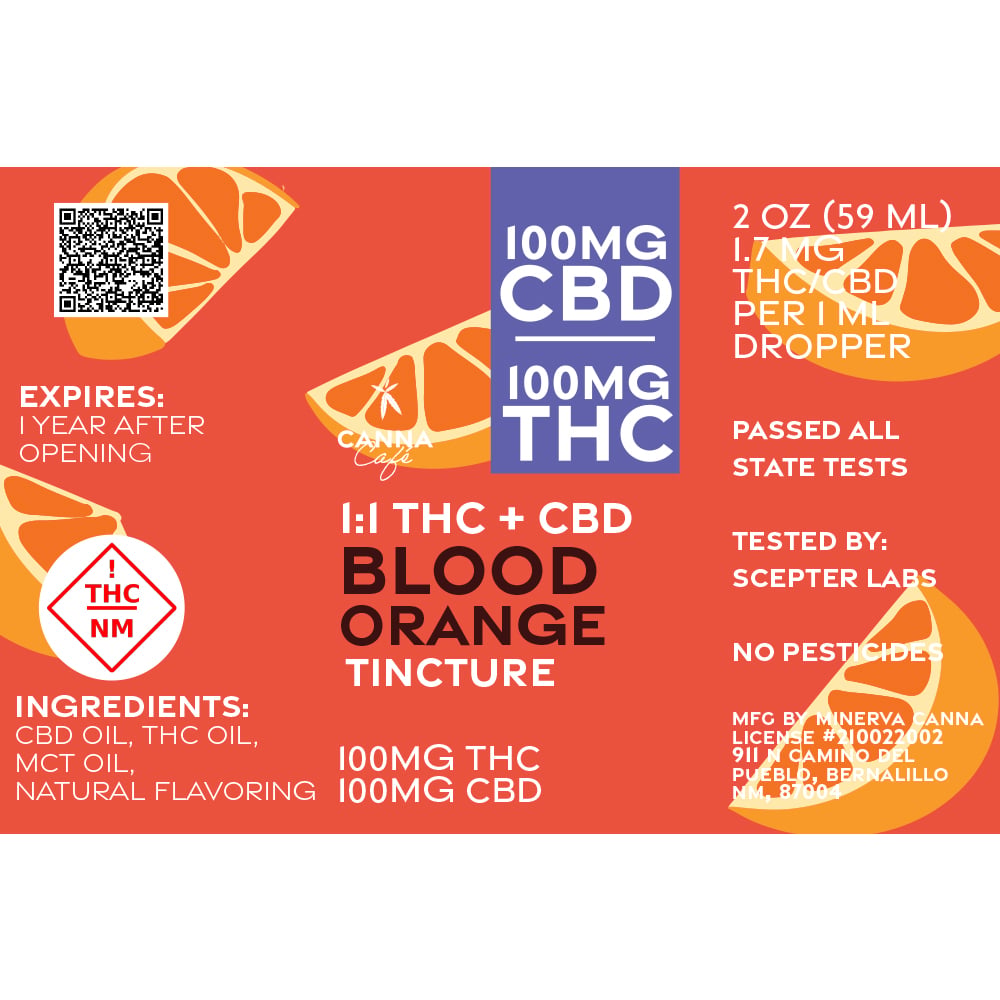 1:1 Blood Orange [2oz] (100mg CBD/100mg THC) by Minerva Canna