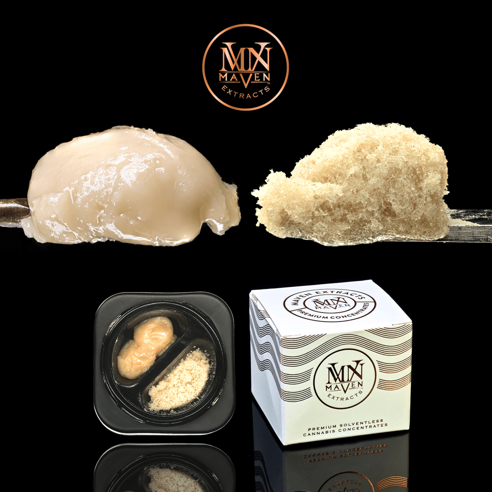 Black Diamond X Cold Cured Live Rosin & 90u Ice Water Hash Duo by Maven