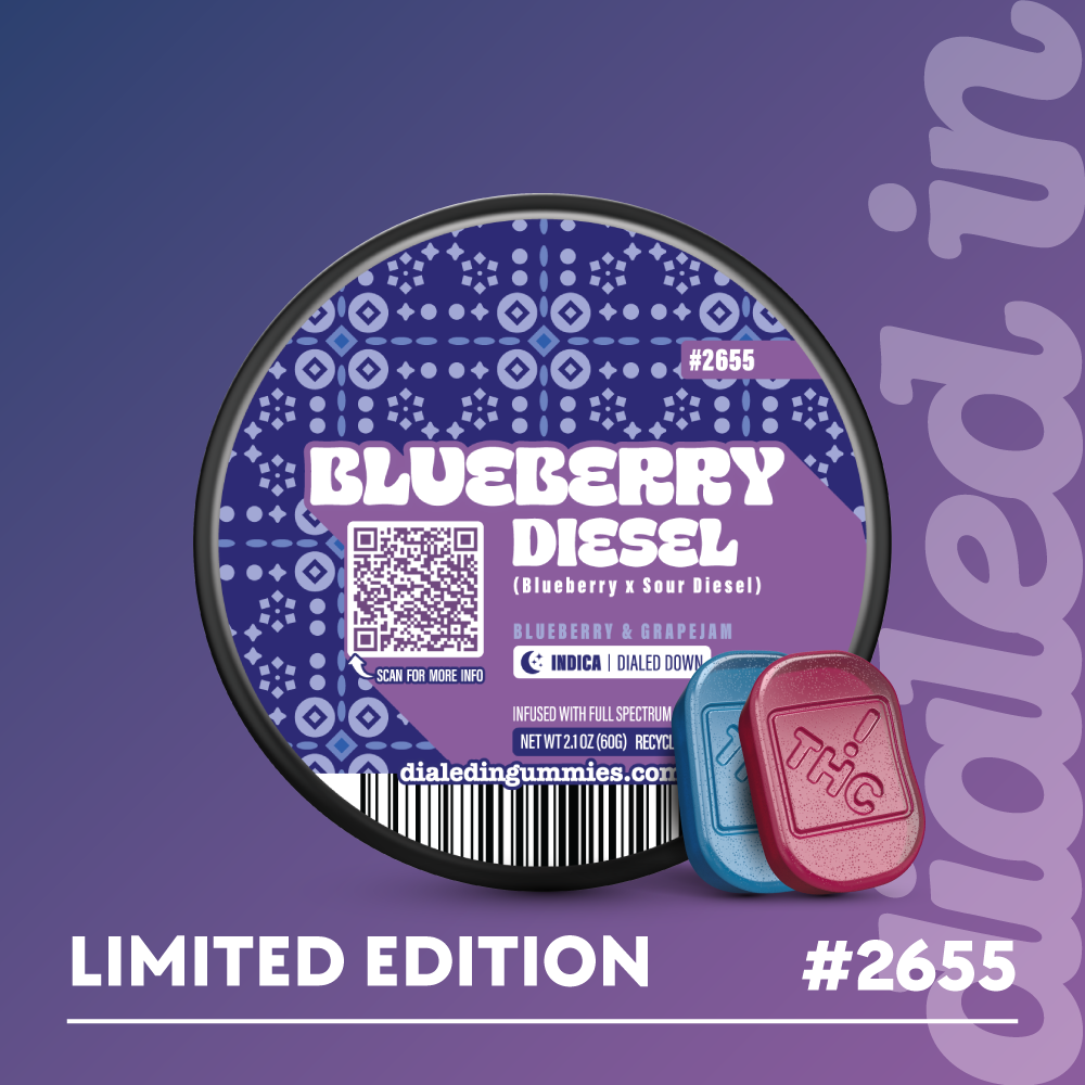 100mg - Blueberry Diesel - Rosin Gummies (10pk) by Dialed In Gummies