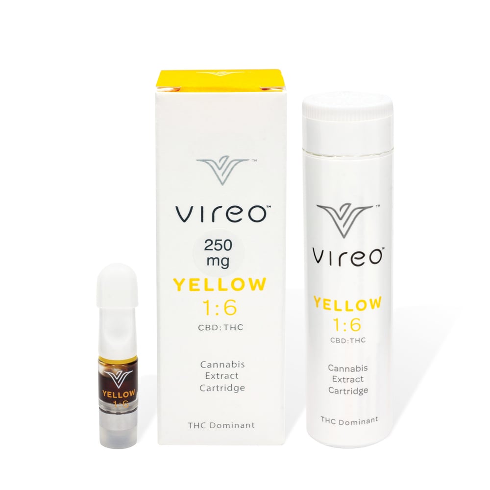 Yellow Full-Spectrum Distillate Vaporizer Cartridge (Granddaddy Purps) by Vireo