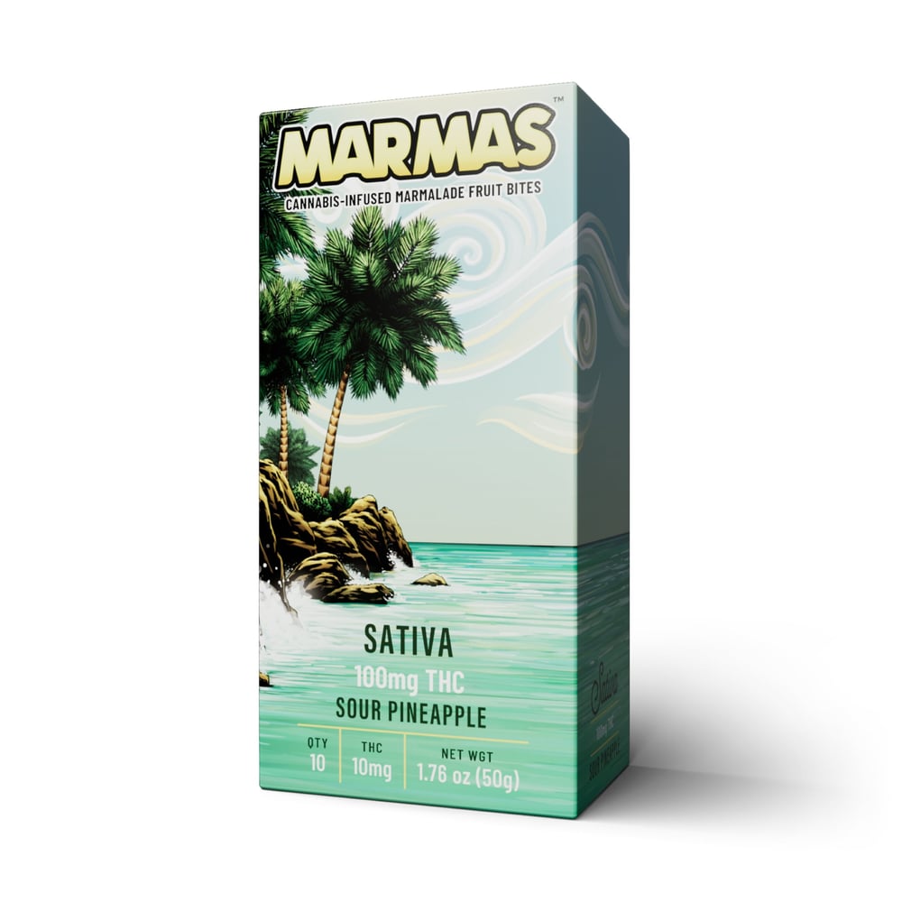 Sour Pineapple - Sativa [10pk] (100mg) by Marmas