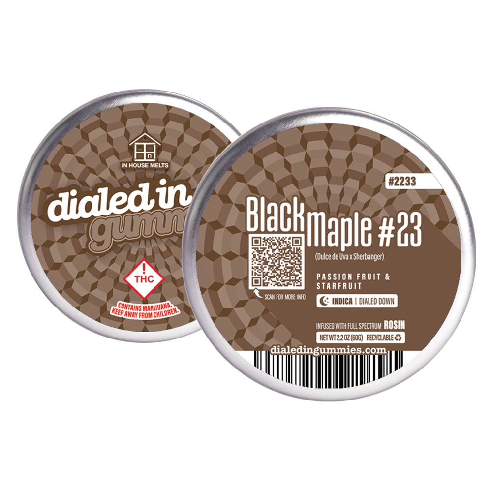 100mg - Black Maple #23 - Rosin Gummies (10pk) by Dialed In Gummies