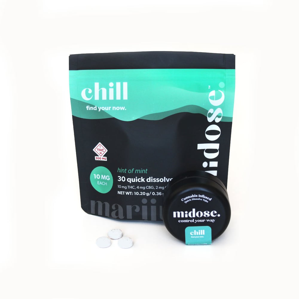 Chill melts [30pk] (300mg THC/ 120mg CBG, 60mg CBD) by midose.
