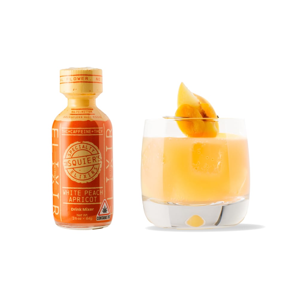 White Peach Apricot Go-Time Drink Mixer [2oz] (40mg THC/40mg THCV/200mg Yerba Mate) by Squier's Speciality Elixirs