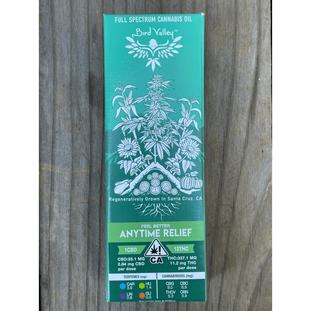 Anytime Relief (322mg THC/25mg CBD) by Bird Valley Organics