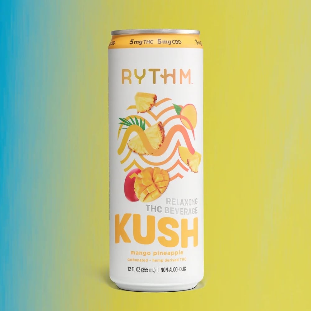 Kush Mango Pineapple [12oz] (5mg THC/5mg CBD) by RYTHM