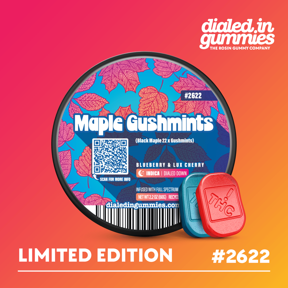 100mg - Maple Gushmints #2622 - Rosin Gummies (10pk) by Dialed In Gummies