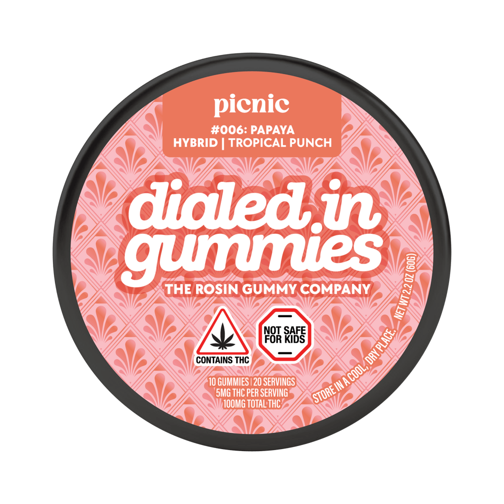 100mg - Papaya #006 - Rosin Gummies (10pk) by Dialed In Gummies