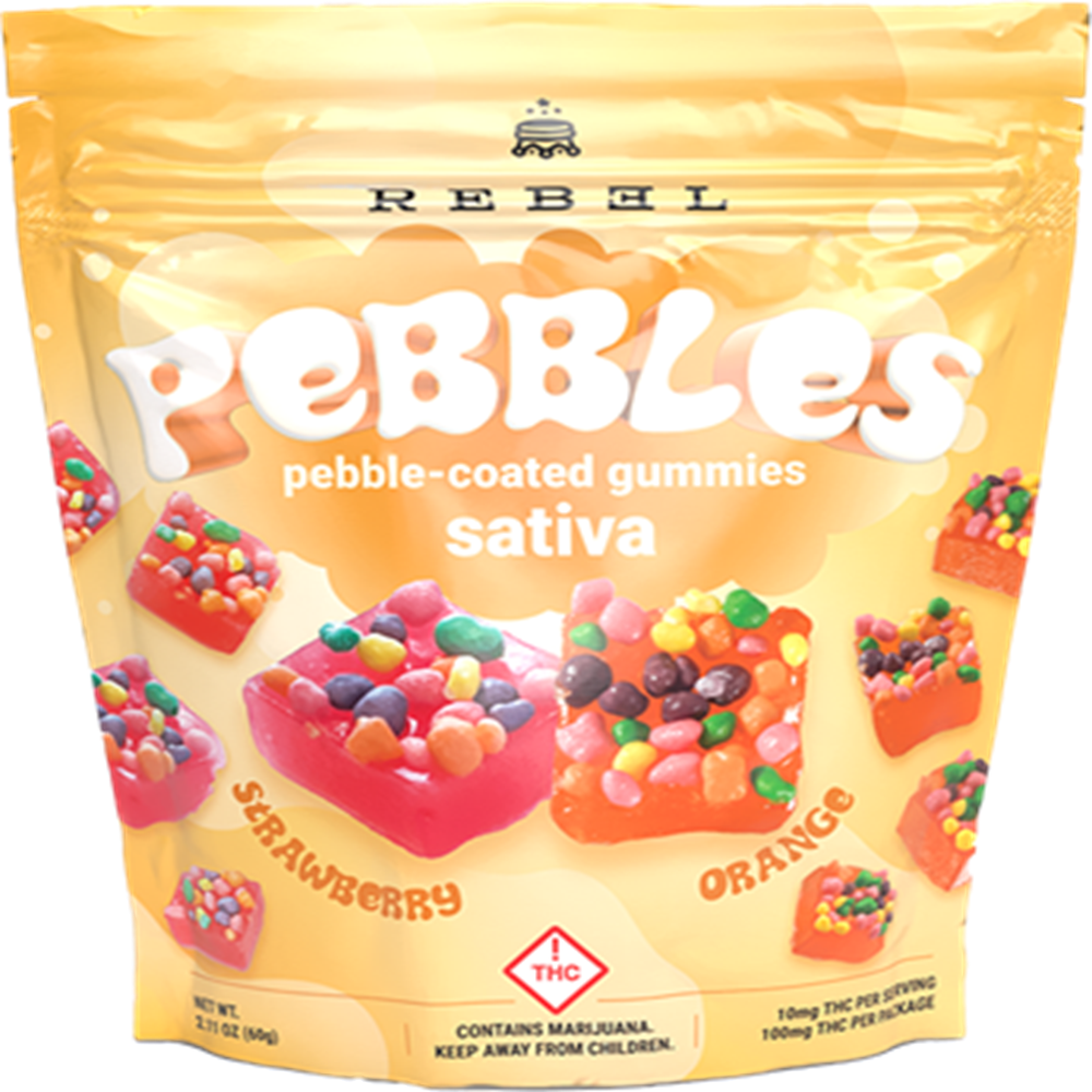 P. Coated Gummy - Strawberry + Orange - Sativa [10pk] (100mg) by Rebel Edibles