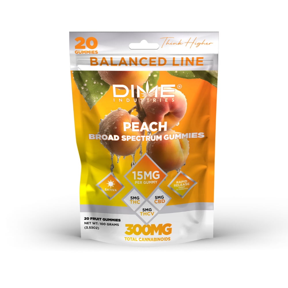Balanced Line Peach "Morning" THCV Gummies 20ct by Dime Industries
