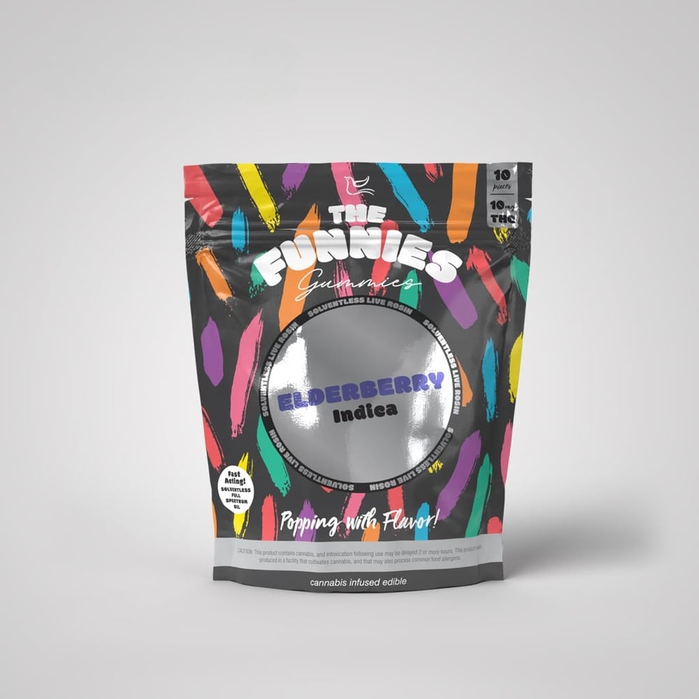 The Funnies -- Elderberry (Coffee Creamer) -- Live Rosin Gummies 10 Pack -- 100mg by The Funnies Gummies