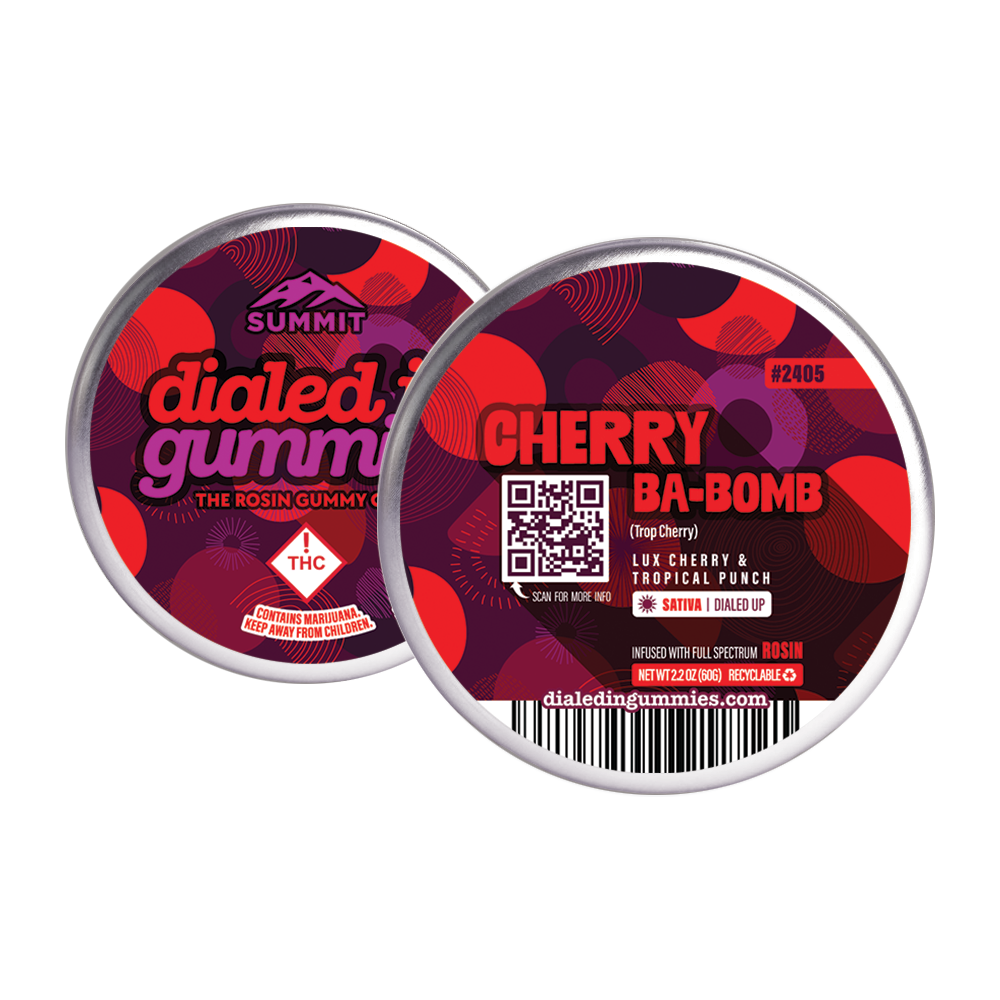 100mg - Cherry Ba-Bomb #2405 - Rosin Gummies (10pk) by Dialed In Gummies