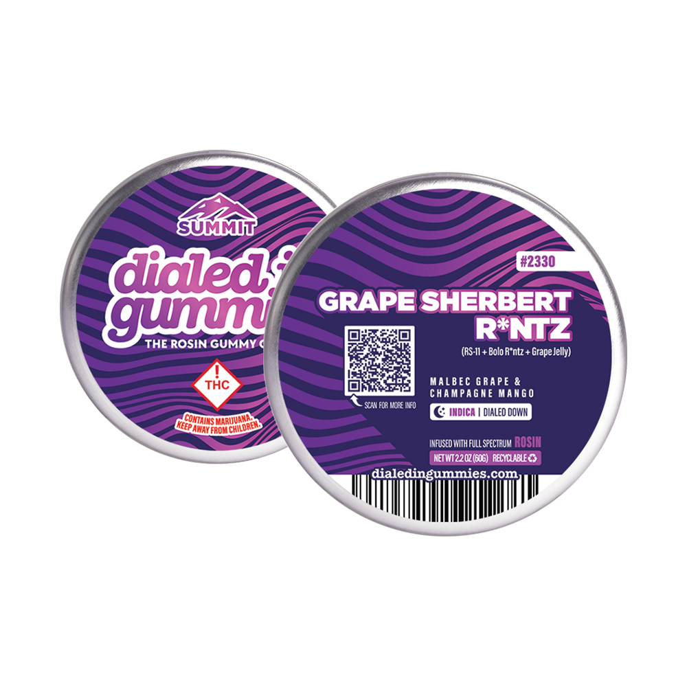 100mg - Grape Sherbert Runtz - Rosin Gummies (10pk) by Dialed In Gummies