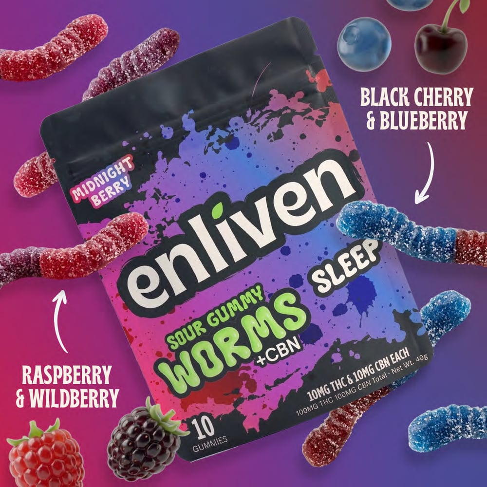 Sour Gummy Worms - Sleep [10pk] (100mg THC/100mg CBN) by Enliven
