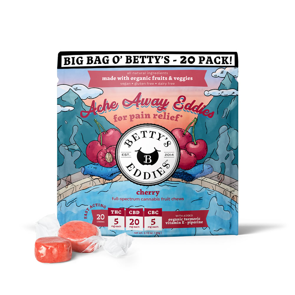 Ache Away Eddies - Cherry [20pk] (100mg THC/400mg CBD/100mg CBC) by Betty's Eddies
