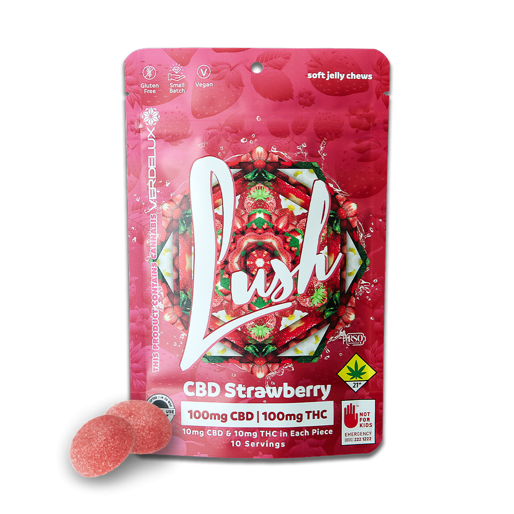 PROMO - Verdelux - Gummies Lush Strawberry 1:1 (DOHC) Edibles - 10pk 100mg CBD | 100mg THC by PROMO