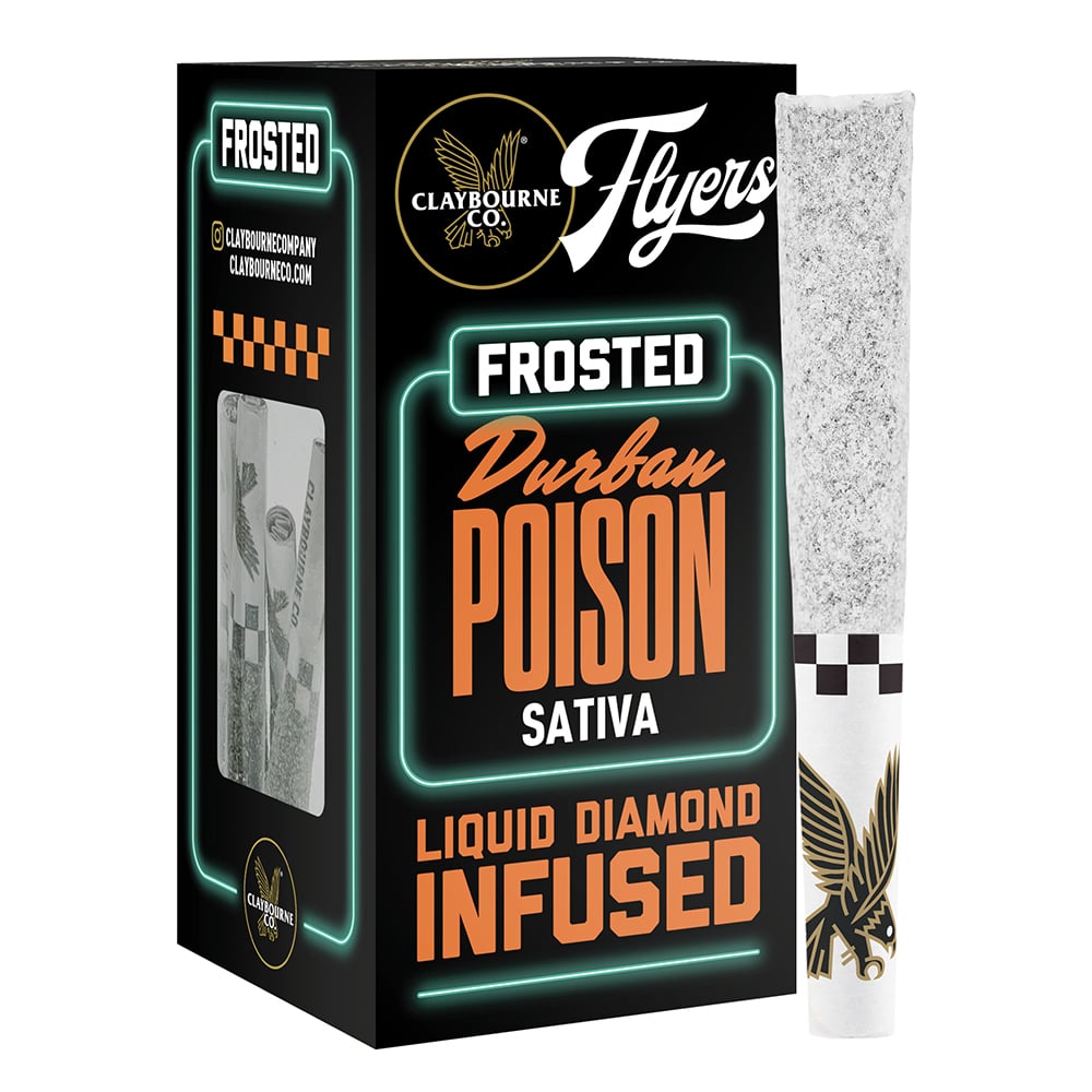 Durban Poison (2.5g) - Diamond Frosted Flyers Pre-Rolls by Claybourne