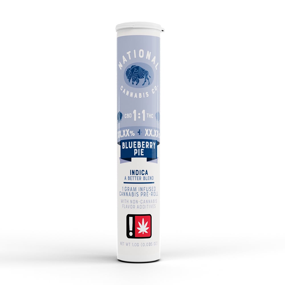 1:1 CBD + THC Blueberry Pie [1g] by National Cannabis Co.