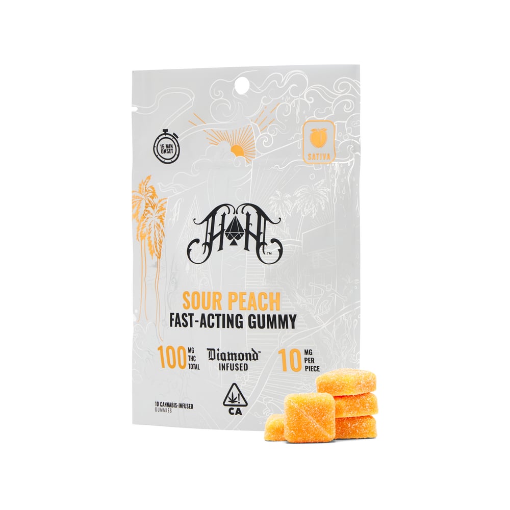 Sour Peach | Sativa - Fast-Acting Gummies - 100mg THC by Heavy Hitters