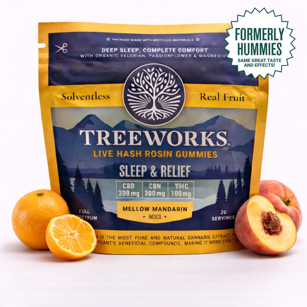 Sleep & Relief | Live Hash Rosin Gummies - Indica (100mg THC, 300mg CBD, 300mg CBN) by Treeworks
