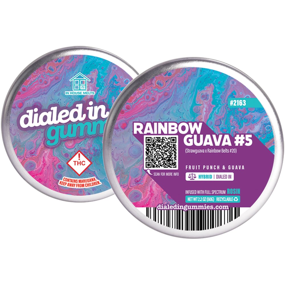 100mg - Rainbow Guava #2163 - Rosin Gummies (10pk) by Dialed In Gummies