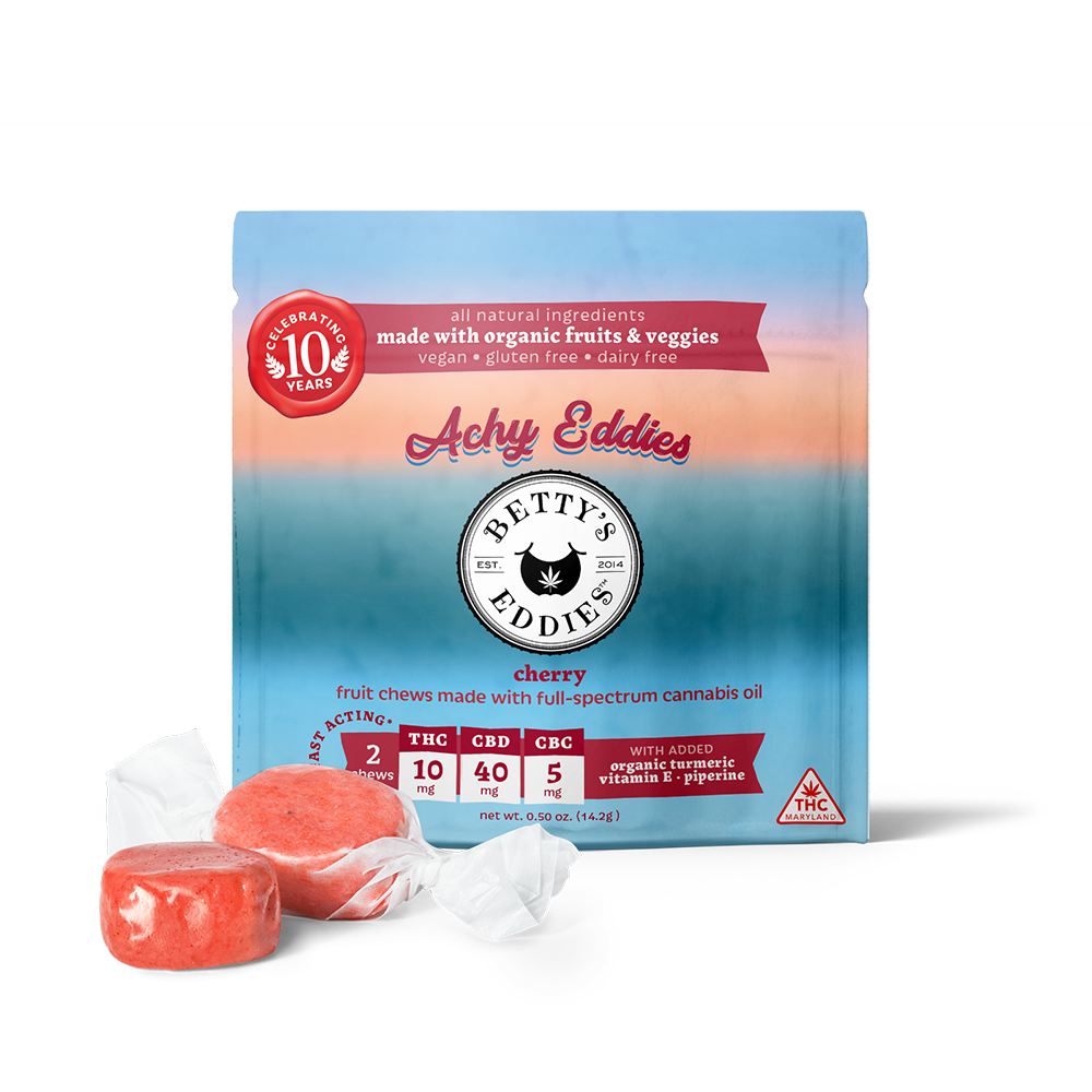 Achy Eddies - Cherry [2pk] (20mg THC/80mg CBD/10mg CBC) by Betty's Eddies