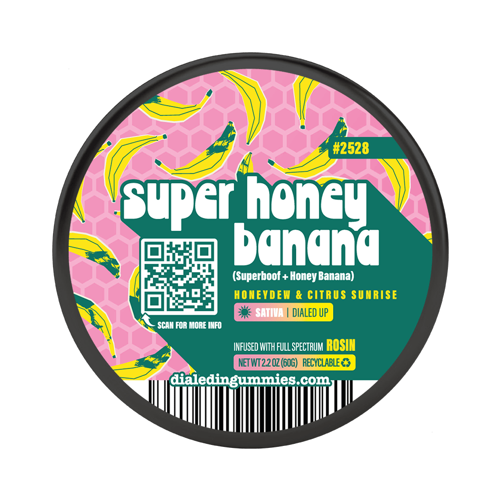 100mg - Super Honey Banana #2528 - Rosin Gummies (10pk) by Dialed In Gummies