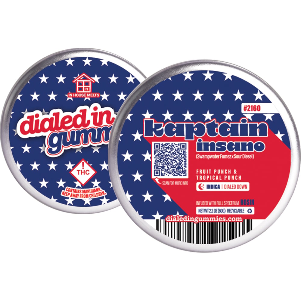 100mg - Kaptain Insano - Rosin Gummies (10pk) by Dialed In Gummies