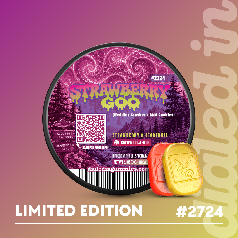 100mg - Strawberry Goo (GMO Crasher) #2724 - Rosin Gummies (10pk) by Dialed In Gummies