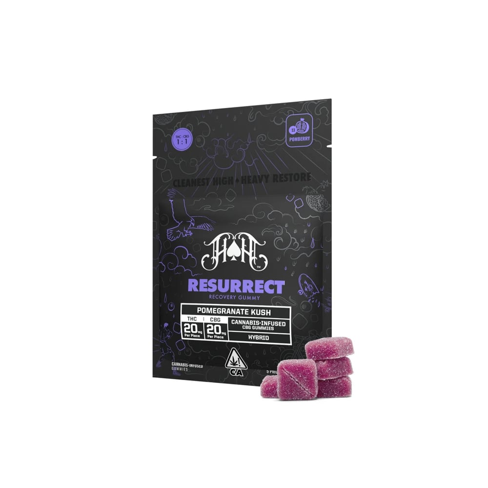 Pomegranate Kush | Hybrid - Resurrect RCS CBG Recovery Gummy by Heavy Hitters