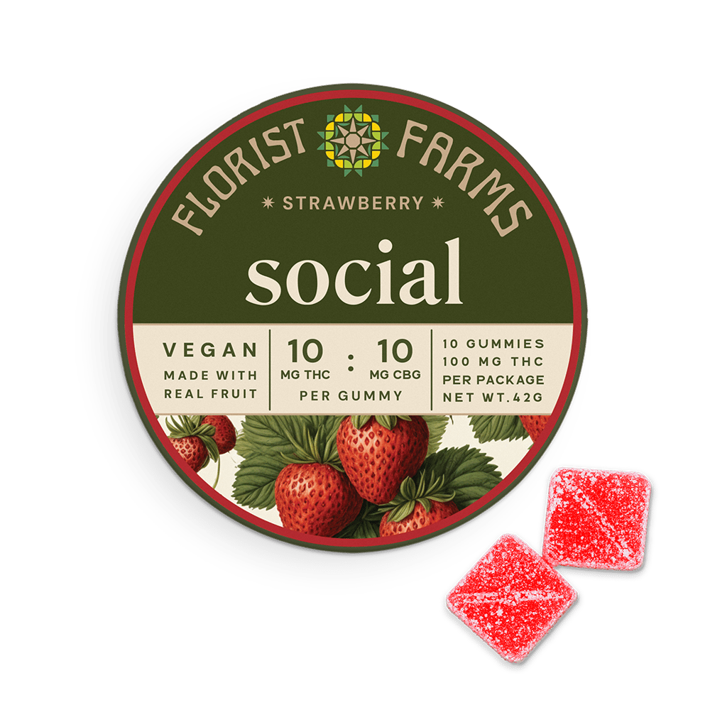 Social | Strawberry Gummies | 10pk (100mg) by Florist Farms