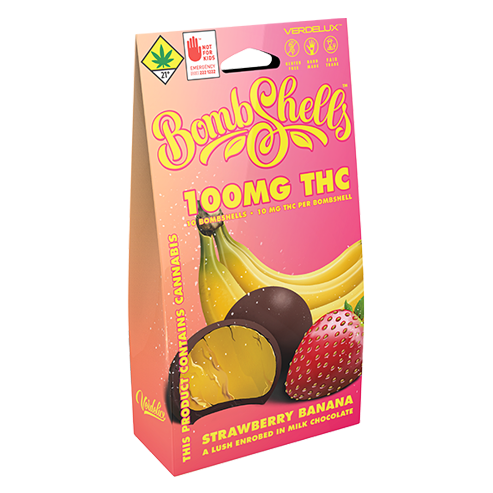 PROMO - Verdelux - Chocolate Covered Strawberry Banana Gummies (DOHC) Bombshells Edibles - 10pk 100mg THC by PROMO