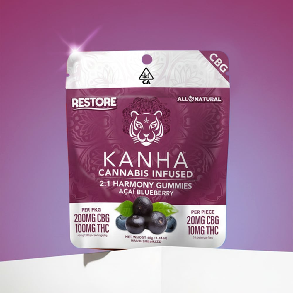 Harmony Restore 2:1 Acai Blueberry [10pk] (200mg CBG /100mg THC) by KANHA in United States