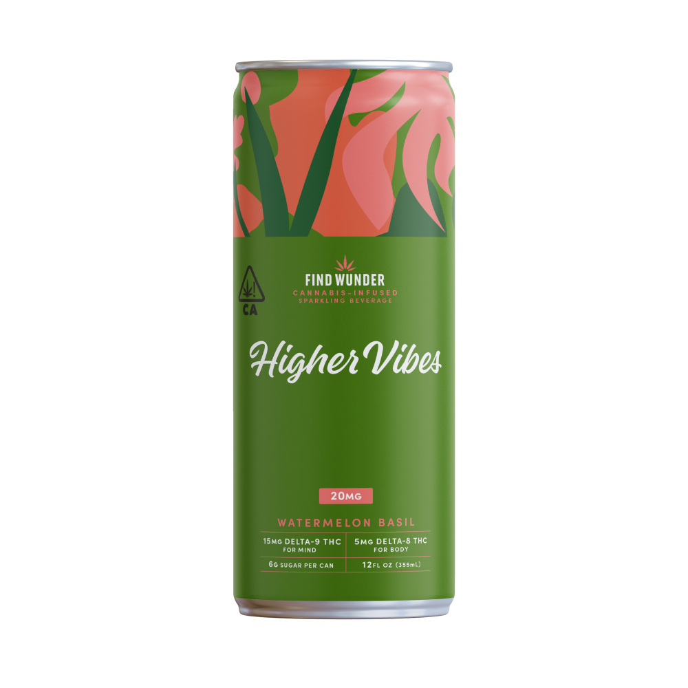 Higher Vibes Watermelon Basil (15mg THC/5mg Delta-8) by FIND WUNDER